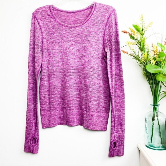 🦋 LULULEMON BREEZE BY LONG Long Sleeve Top Grape Size 6 - Picture 3 of 6